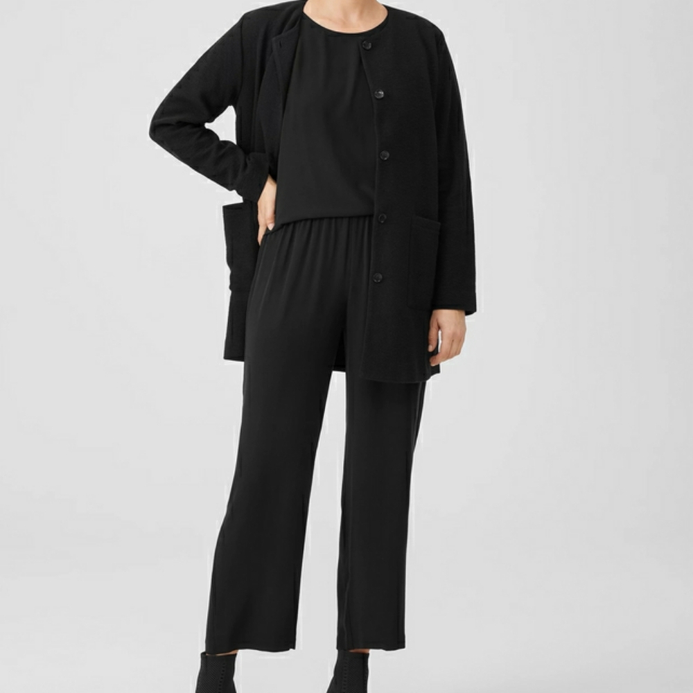 Eileen Fisher Silk Georgette Straight Pant